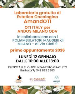I LABORATORI DI ESTETICA ONCOLOGICA AMANDOTI TORNANO IL 12 GENNAIO 2026