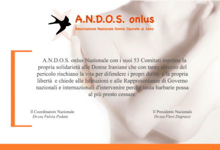 A.N.D.O.S. ONLUS ESPRIME LA PROPRIA SOLIDARIETÀ CON LE DONNE IRANIANE