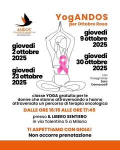 LEZIONI DI YOGA ANDOS: SI RIPARTE OGGI, 2 OTTOBRE 2025 PER CELEBRARE L&#39;INIZIO DELL&#39;OTTOBRE ROSA