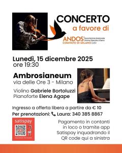CONCERTO BENEFICO PER ANDOS MILANO ODV – 15 DICEMBRE 2025